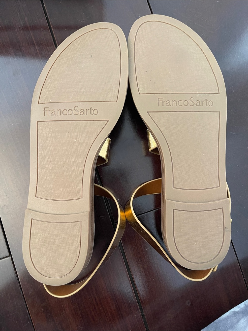 Franco Sarto Metallic Gold Cross-Strap Ankle Sandal - Picture 5 of 7